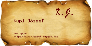 Kupi József névjegykártya